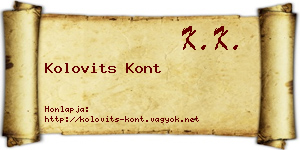 Kolovits Kont névjegykártya